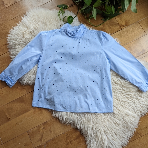 ๐ ZARA - Jeweled Mock Neck Blouse - Picture 7 of 11